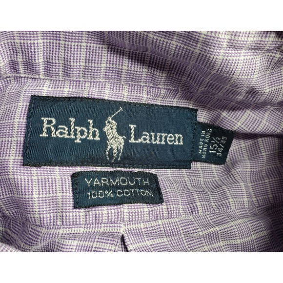 Ralph Lauren Polo Men's Yarmouth Button Down Purple Check Dress Shirt 15.5 34/35 - Picture 9 of 9